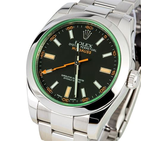 price rolex milgauss green|rolex milgauss with green crystal.